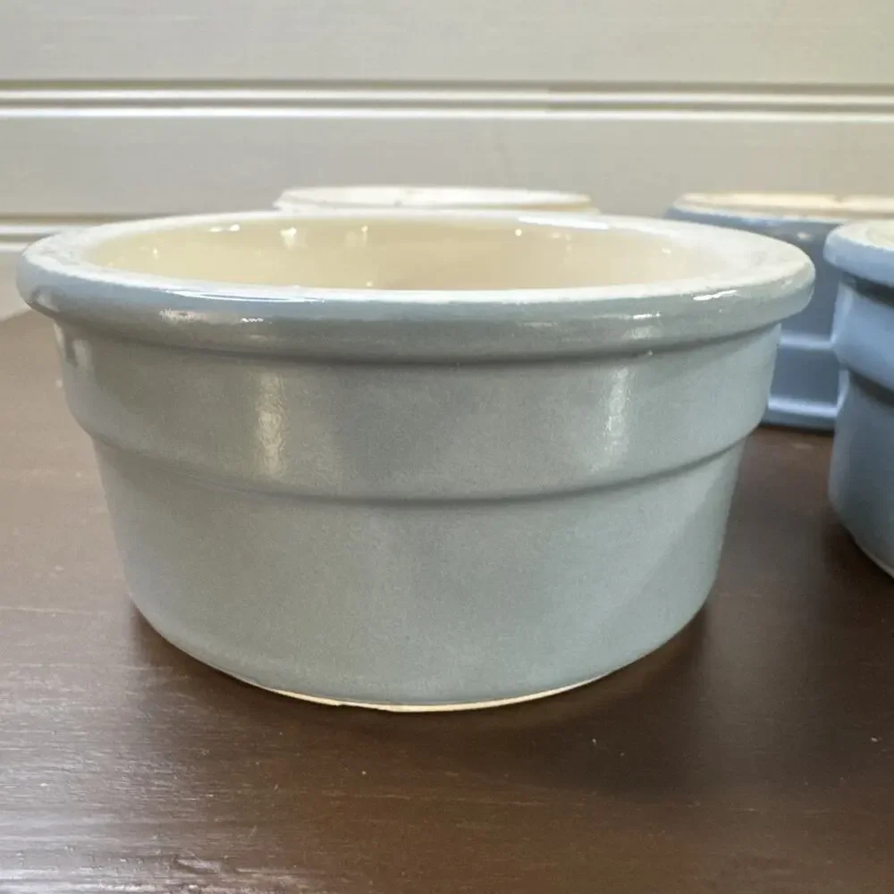 4 Cermer Ramekins Sky Blue 3.5” Oven Freezer Microwave